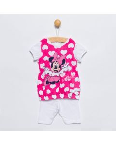 Ellepi Completo T-Shirt e Leggings Disney Minnie Bianco Fuxia