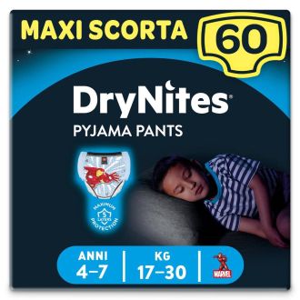 Huggies Drynites Mutandine per Bambino 4-7 anni Maxi Confezione da 60 Mutandine