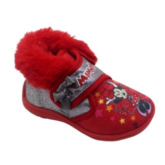 Pantofole con pelo Minnie rossa