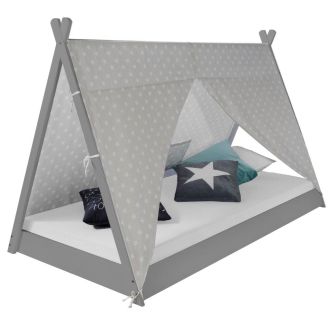Letto Singolo Montessori a tenda teepee grigio in tessuto