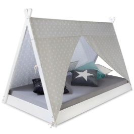 Letto Singolo Montessori a tenda teepee bianca in tessuto