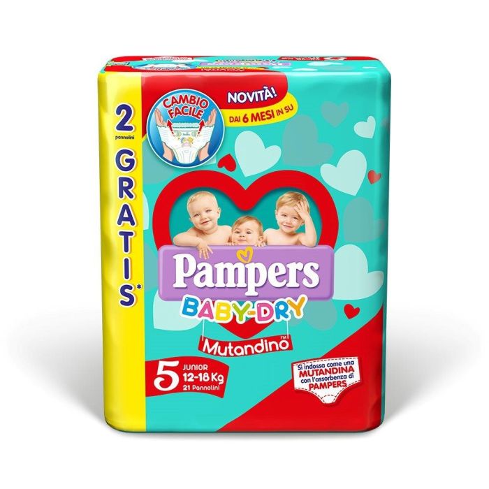 Pannolini Pampers Baby Dry Mutandino Junior Taglia 5 Confezione da 21  Pannolini