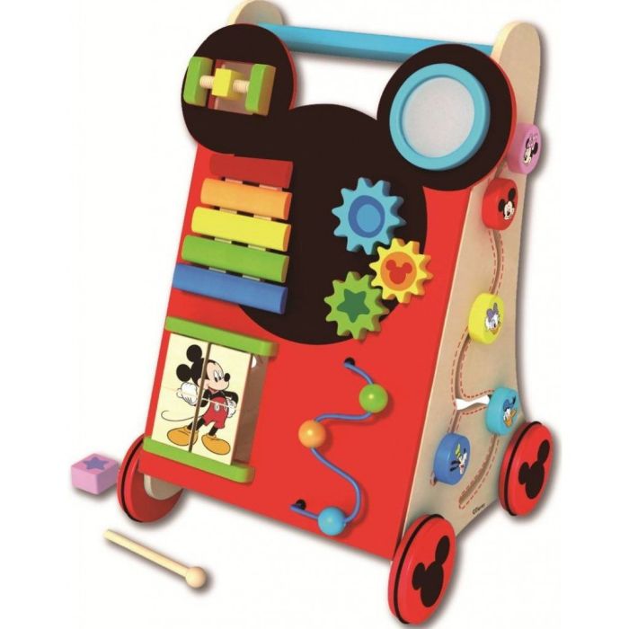 Carrello giocattolo multiattività primi passi in legno per bambini con  giochi