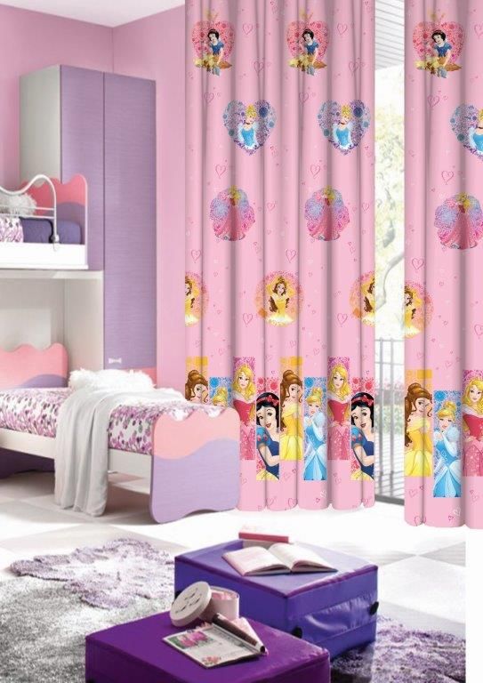 Tenda Per Finestre Cameretta Principesse Disney in Voile Rosa