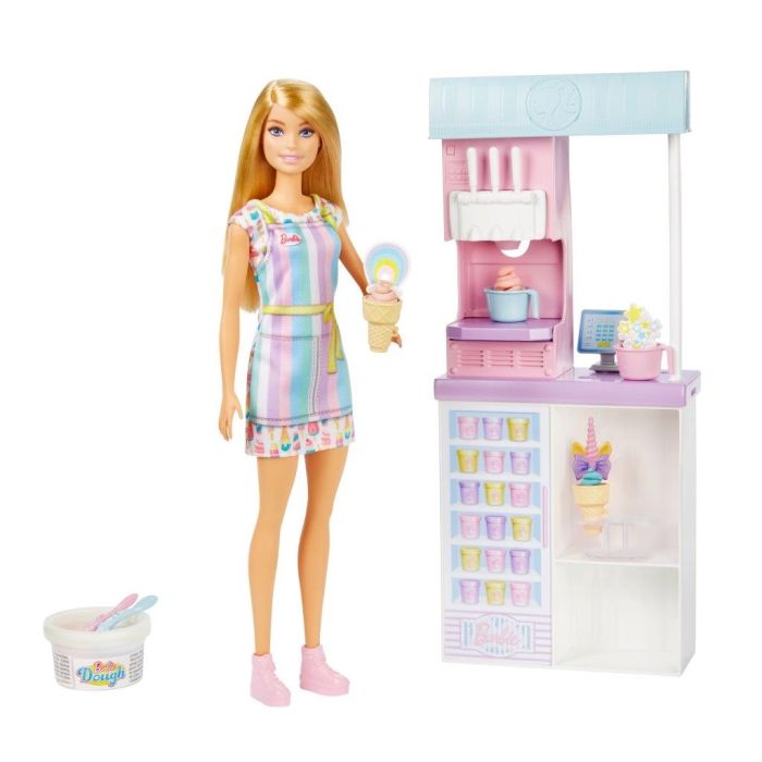 Barbie Playset Gelateria con Bambola Bionda, Macchina Fare il